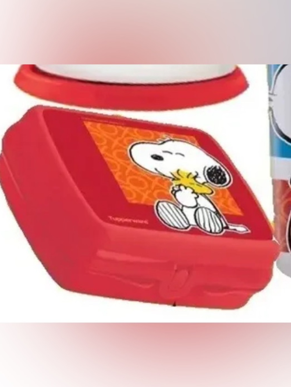 Tupperware Snoopy Red Snack Box with Yellow Sandwich Keeper